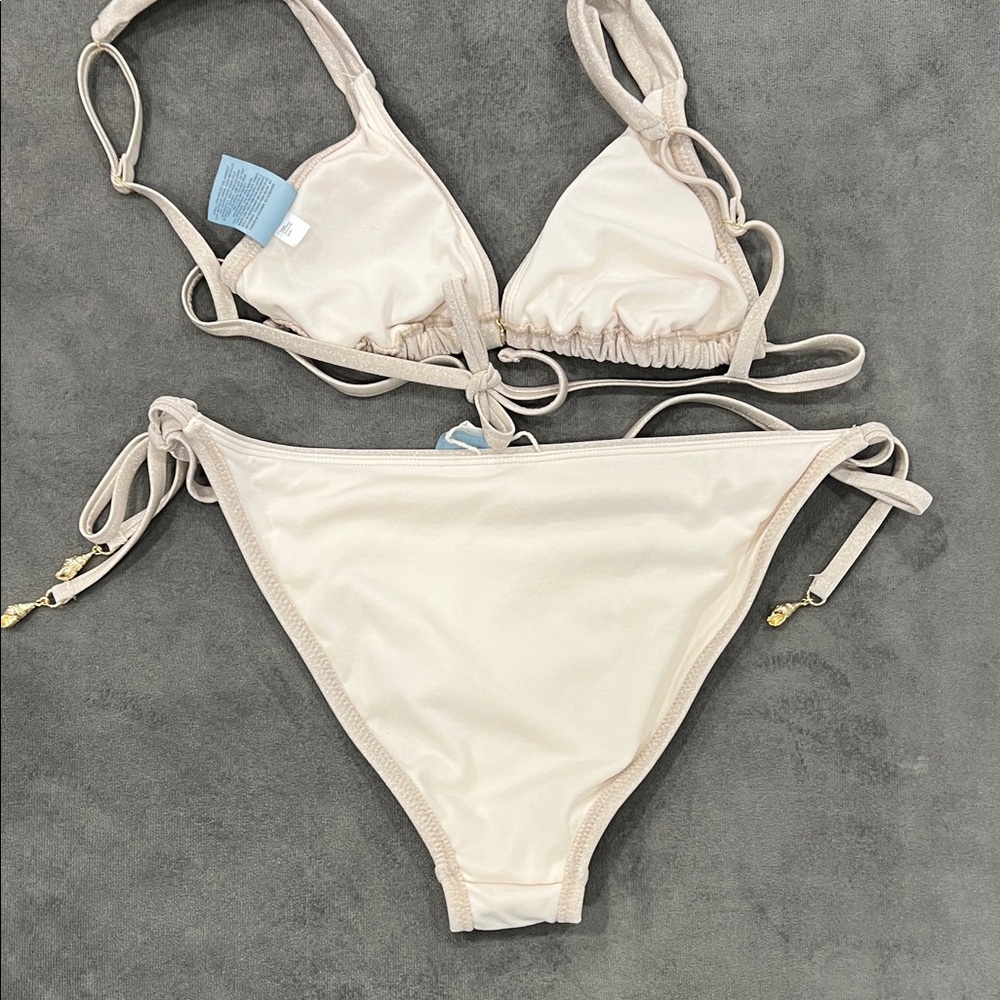 Shade & Shore Ivory Sparkly Bikini Set (XS Top and S Bottom) - Picture 11 of 12